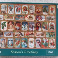 1000 piece xmas puzzle seasons greetings complete  used