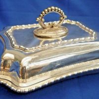 ATKIN BROS of SHEFFIELD SILVER PLATE  3 PIECE TUREEN SERVER  REMOVABLE HANDLE