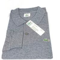 LACOSTE Polo uomo, manica LUNGA, Tg 7, AMIRAL CHINE, 100cotone,made in France.