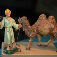 STATUINE PRESEPIO 1950 PASTA CONFALONIERI CHIALU  CM 10 CAMMELLIERE E CAMMELLO 2