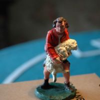 STATUINE PRESEPIO 1950 PASTA CONFALONIERI CHIALU SERIE CM 10 RAGAZZO CON PECORA