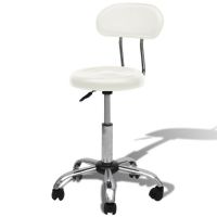 vidaXL Sedia girevole salone professionale Spa Rotondo Bianco con Schienale