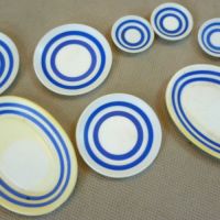 Vintage Doll Accessory  Pedigree Sindy Blue  White Striped Plates  Platters